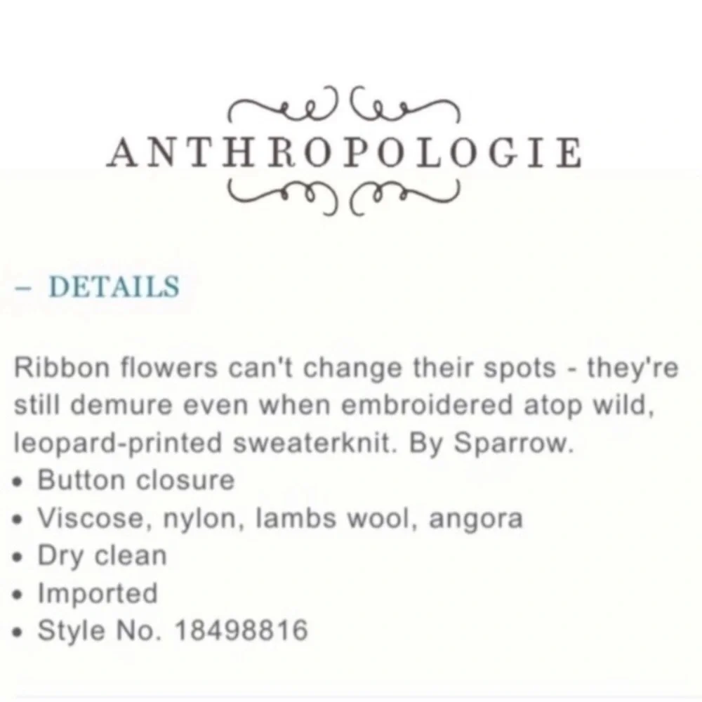 Sparrow Anthro Embellished Floral Leopard Ruffle Draped Cashmere Cardigan - XS - Picture 12 of 13